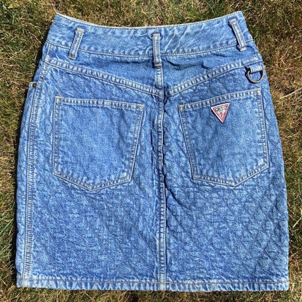 GUESS Vintage Quilted Denim High Waisted Skirt
